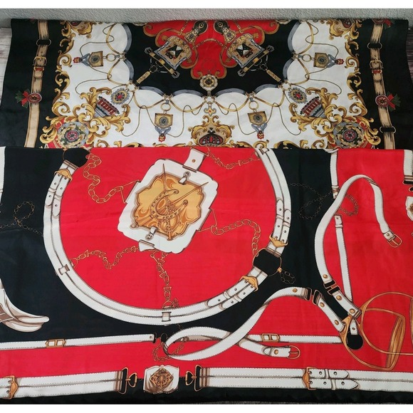 Accessories - 2 Equestrian‎ Scarf Silk Feel Womens Horse Riding Bit Bridle Old Money Royal Red